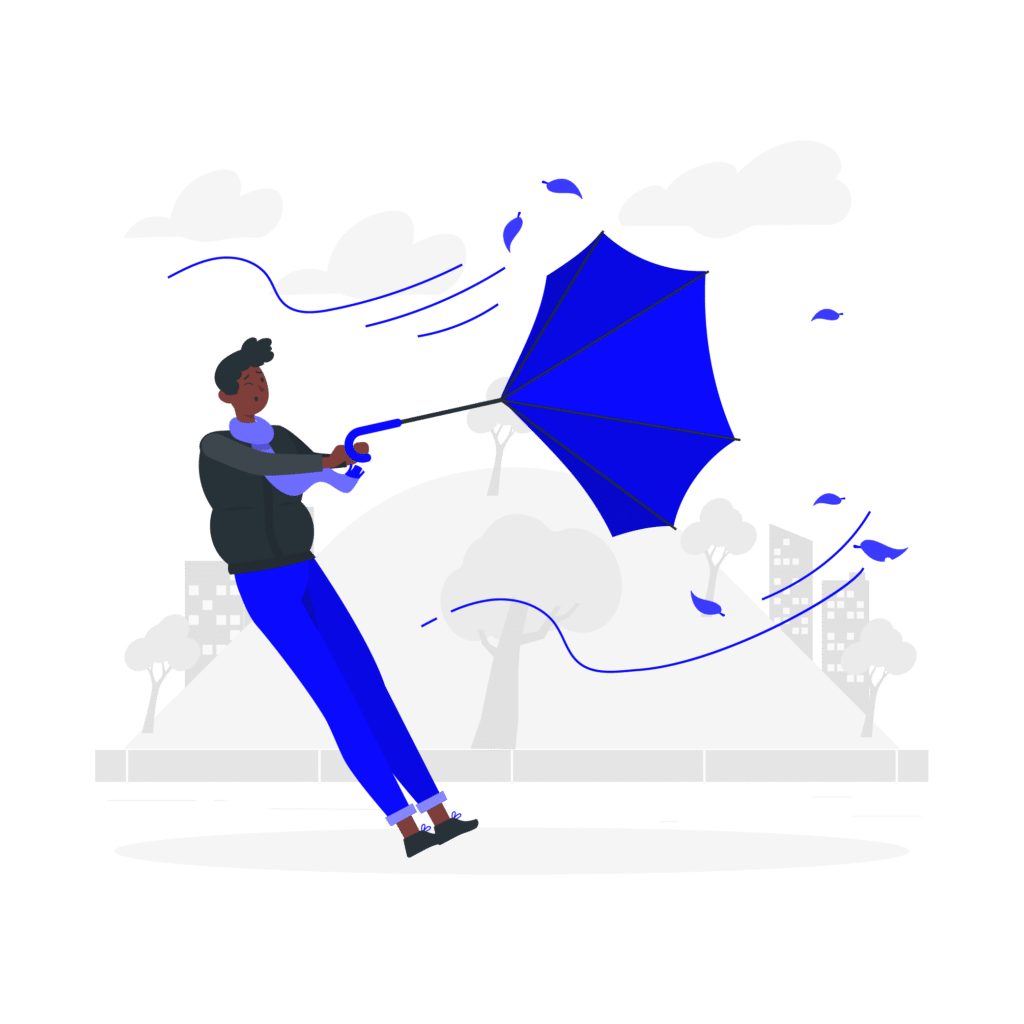 person getting swept away by an umbrella